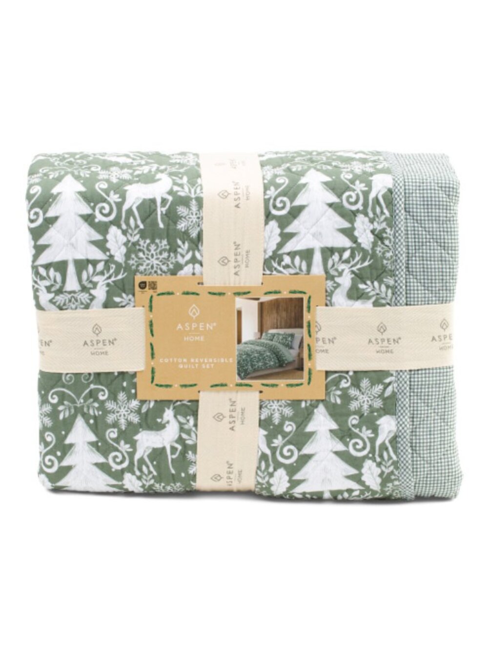 ASPEN Holiday Shadow Reversible Quilt Set